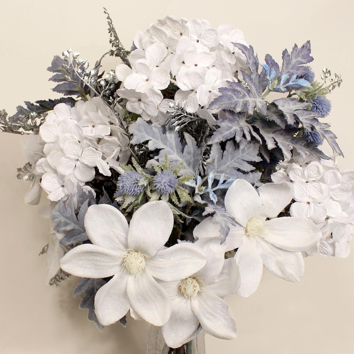 Blue and Silver Frosted Magnolia Bouquet Blue – image 2