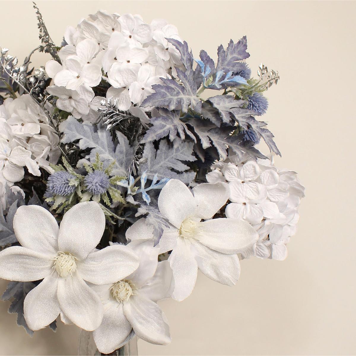 Blue and Silver Frosted Magnolia Bouquet Blue – image 4