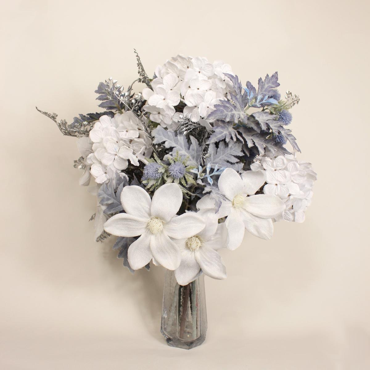 Blue and Silver Frosted Magnolia Bouquet Blue – image 1