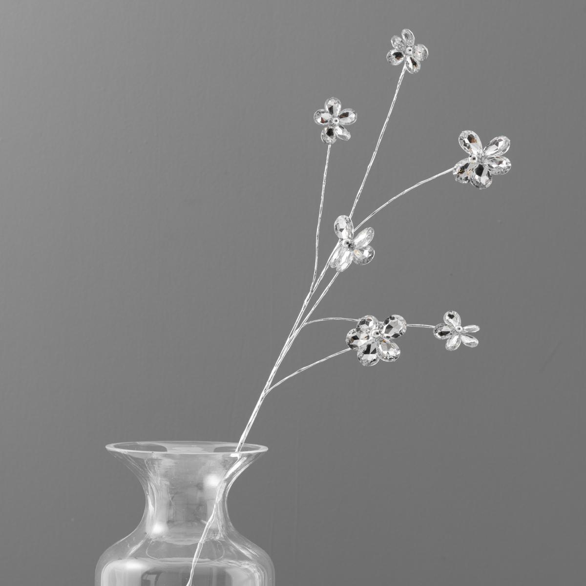 Wedding Flower Silver Spray 66cm Clear – image 2