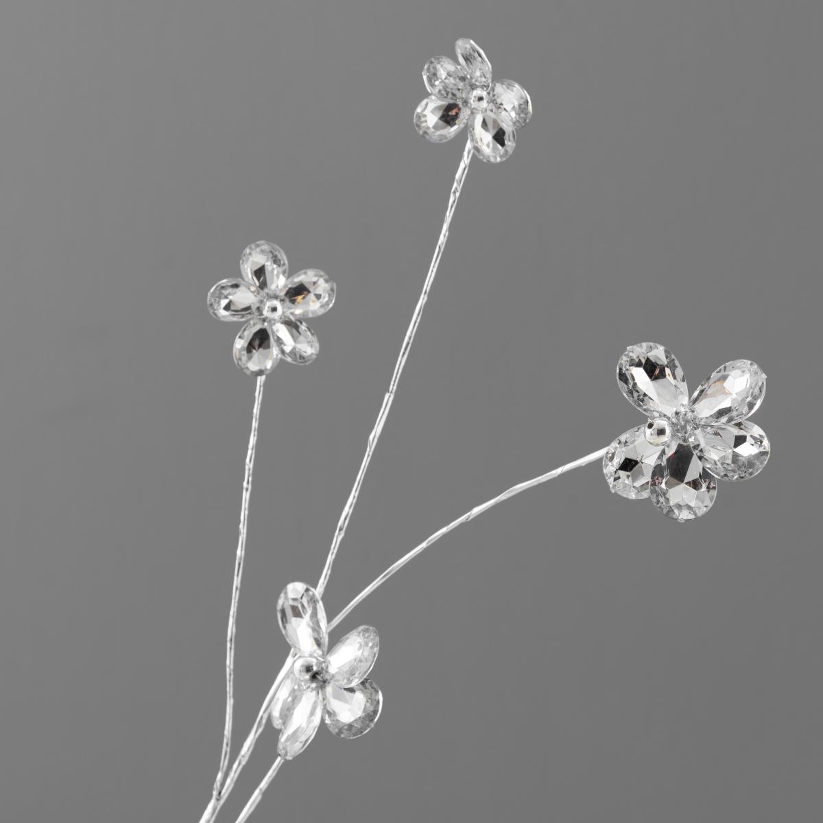 Wedding Flower Silver Spray 66cm Clear – image 3
