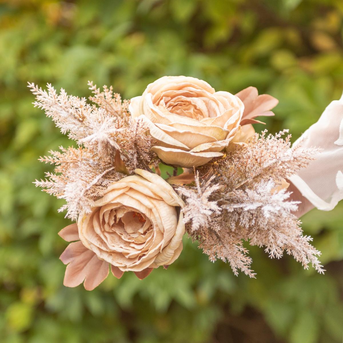 Dried Look Rose and Pampas Bundle 35cm Rose – image 2