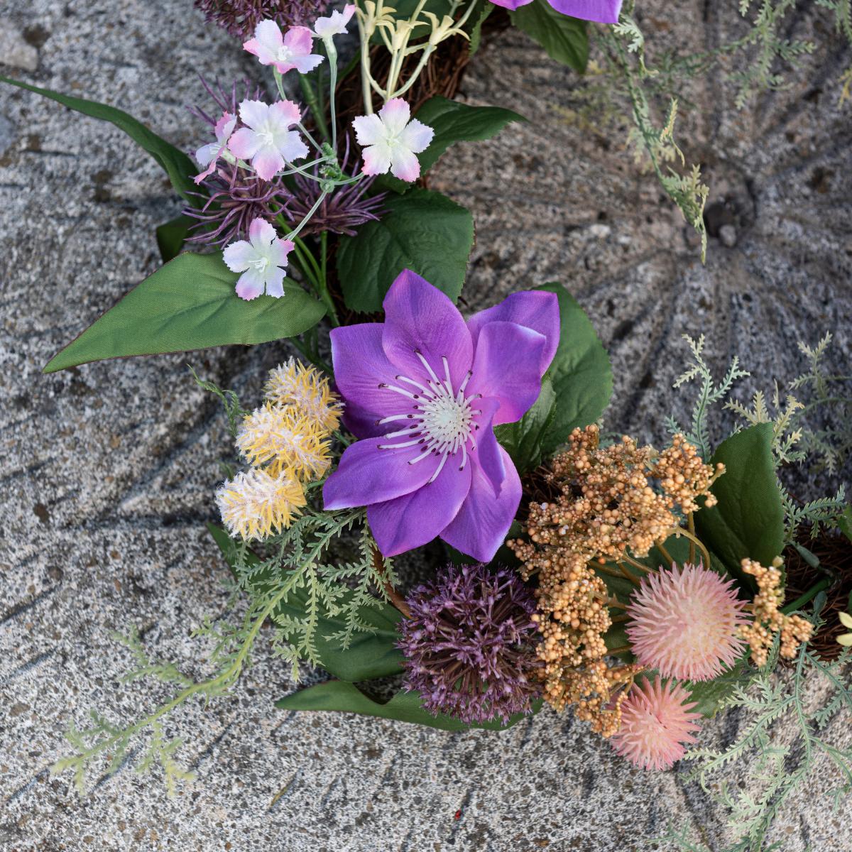 Wild Flower Wedding Wreath Purple/Green – image 4