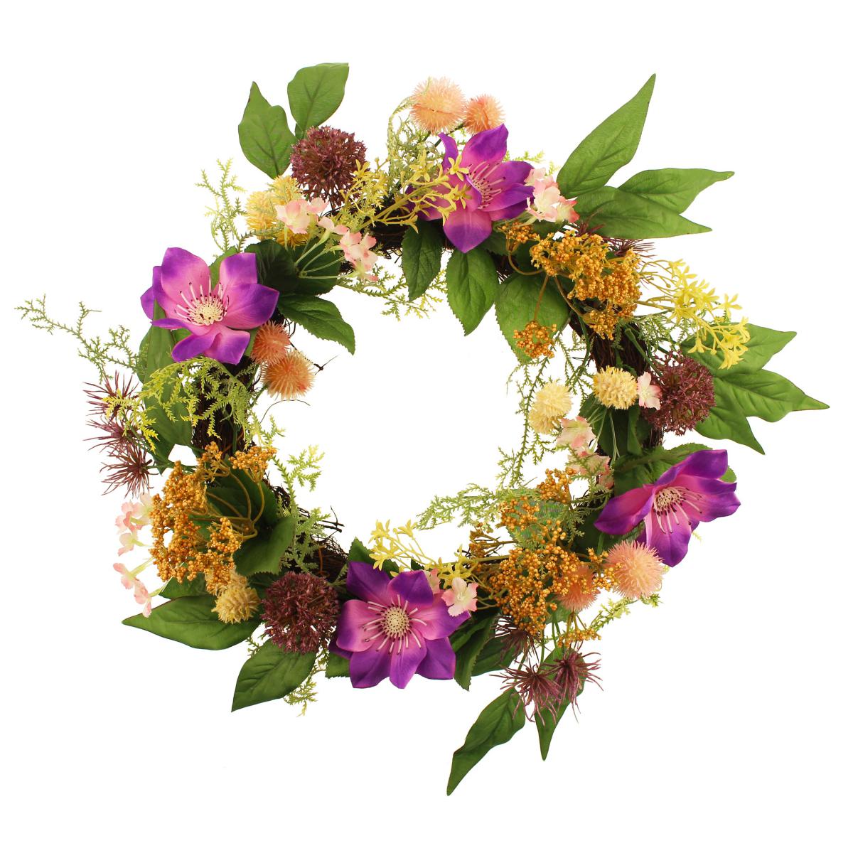 Wild Flower Wedding Wreath Purple/Green – image 5