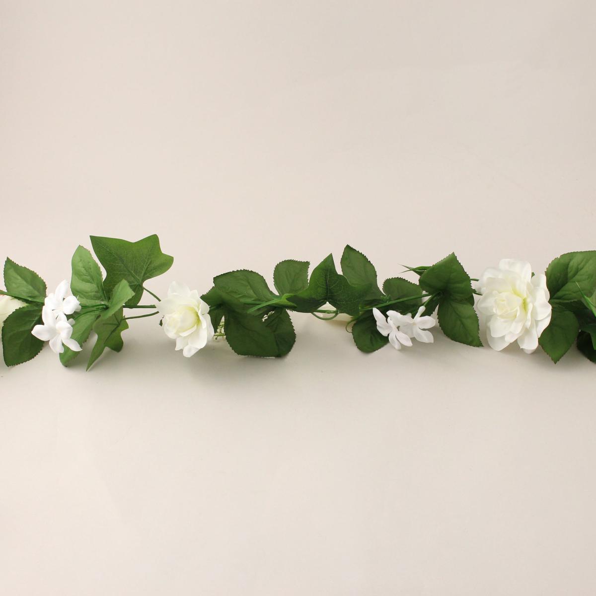 Rose and Blossom Wedding Garland 180cm White and Green – image 1