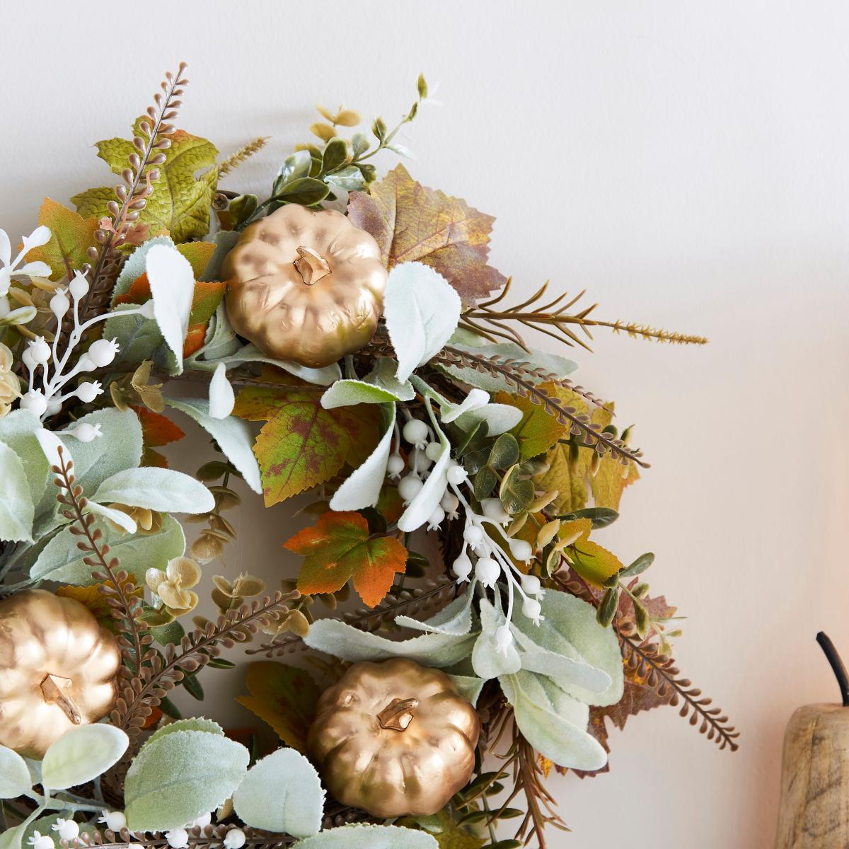 Artificial Pumpkin Wreath Gold – image 2