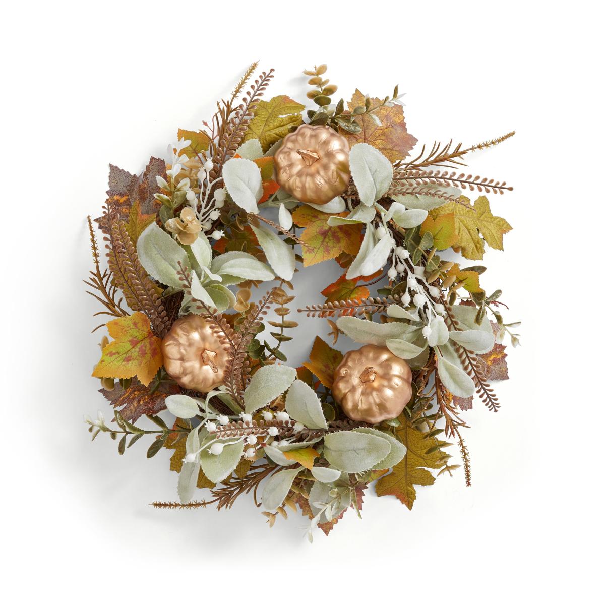 Artificial Pumpkin Wreath Gold – image 3