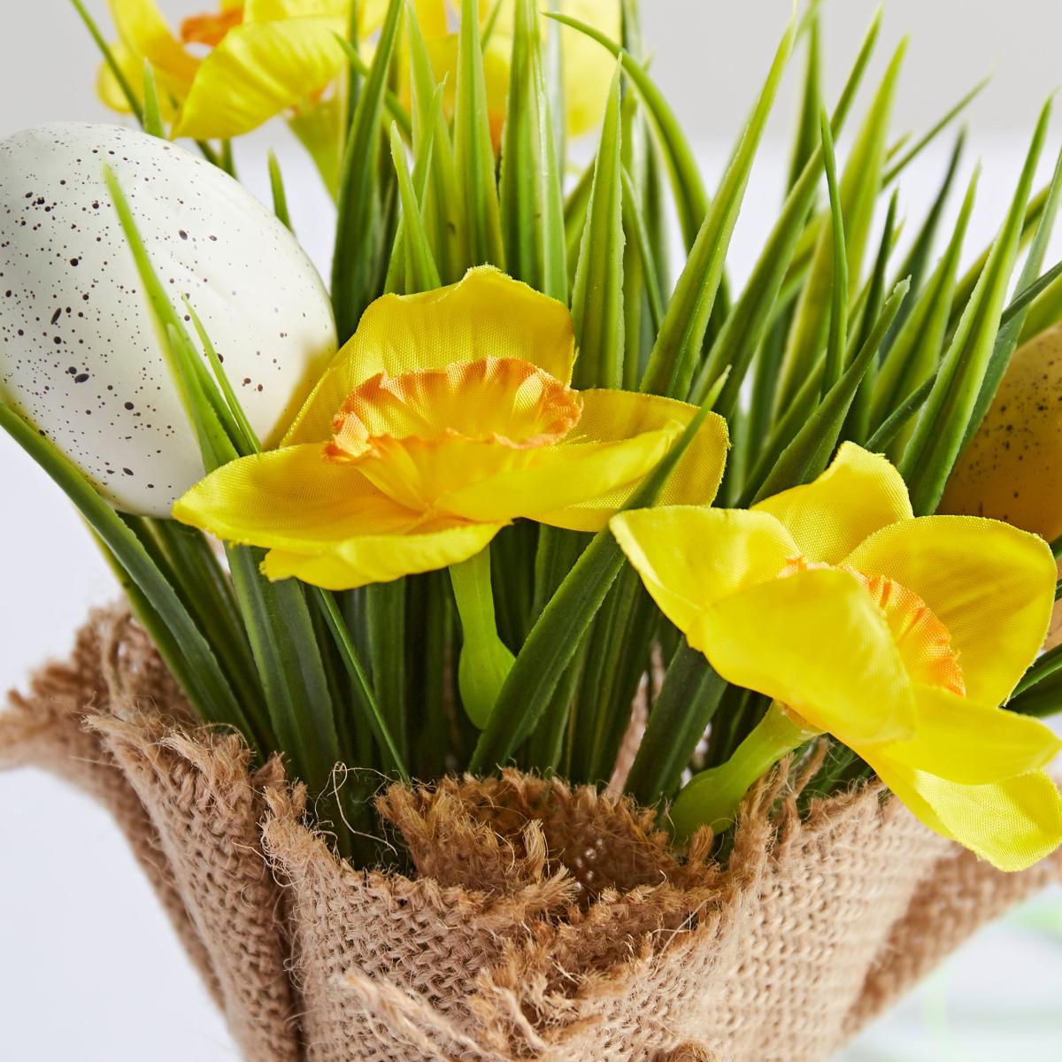 Artificial Yellow Tulips in Hessian Wrap – image 2