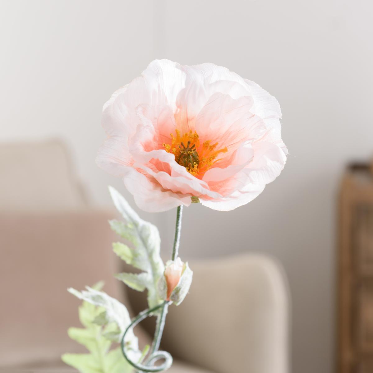 Artificial Coral Poppy Stem Pink – image 2