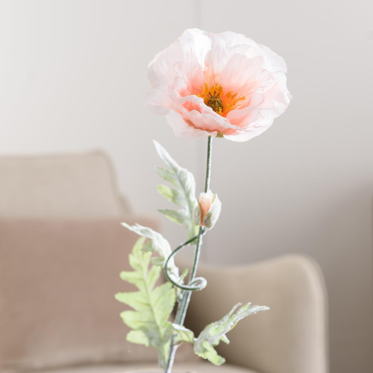 Artificial Coral Poppy Stem Pink – image 3