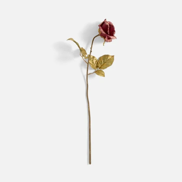 Artificial Burgundy Brushed Metallic Rose Stem – image 3