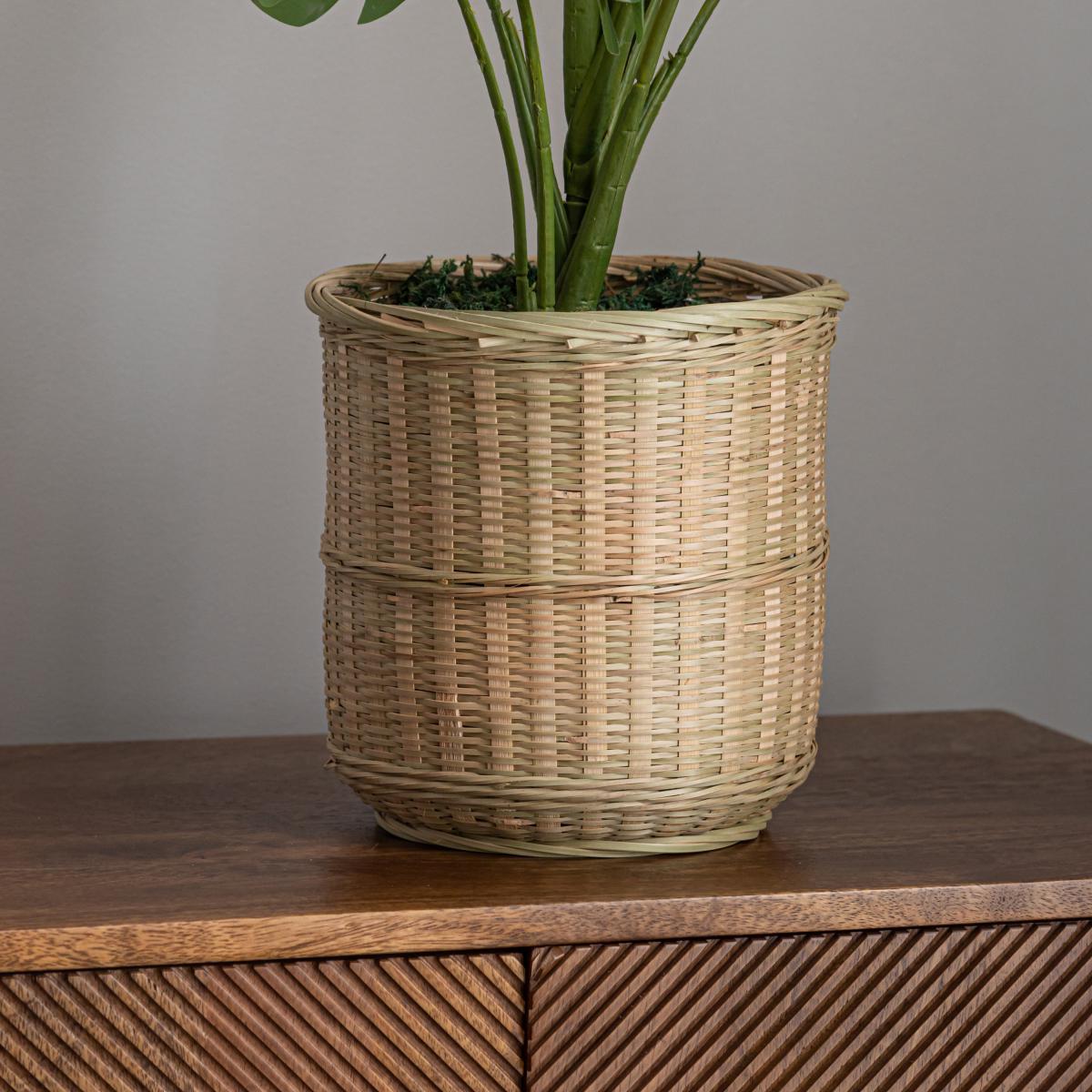 Monstera in Bamboo Basket Natural – image 3