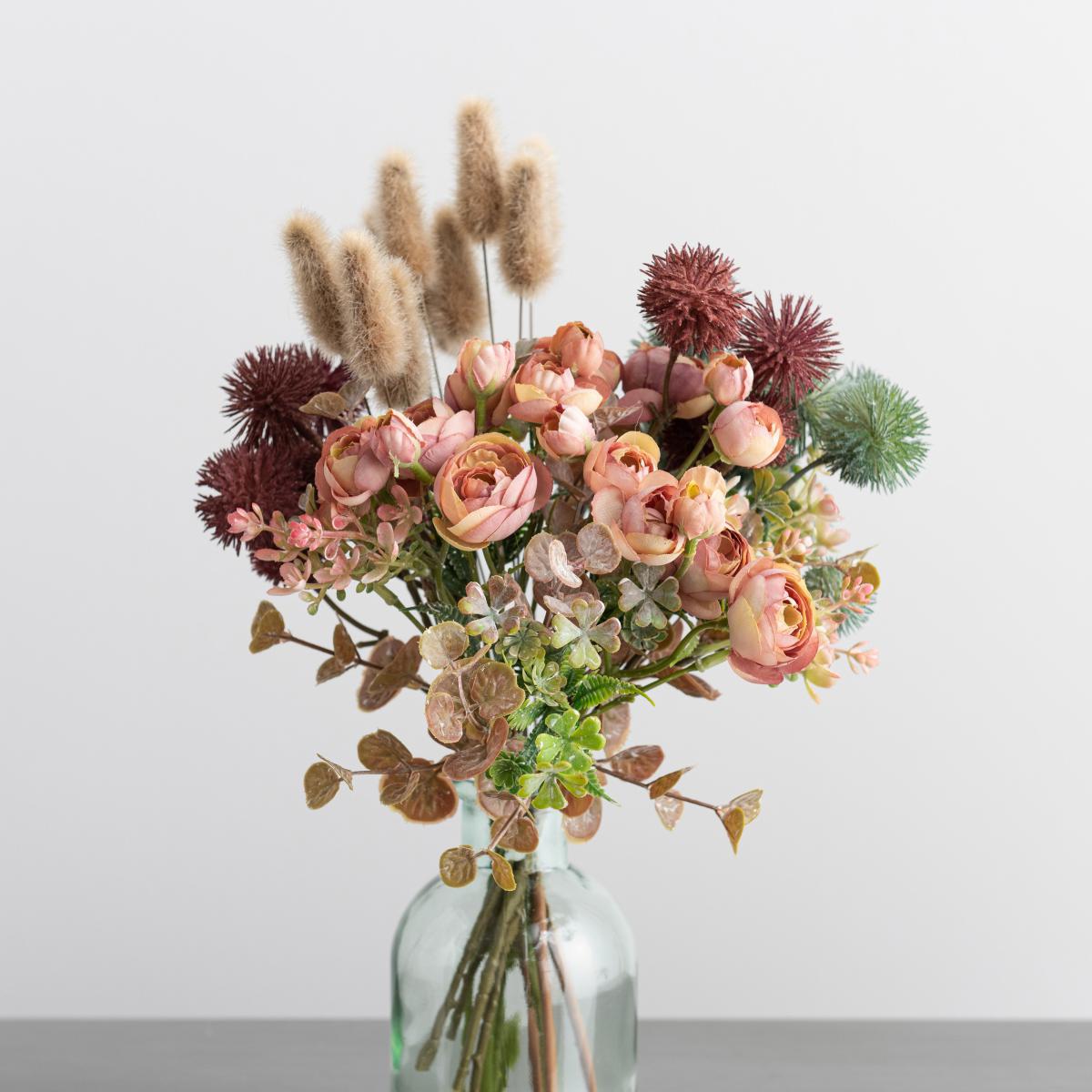 Lagarus Chestnut and Ranunculus Letterbox Bouquet Pink – image 2