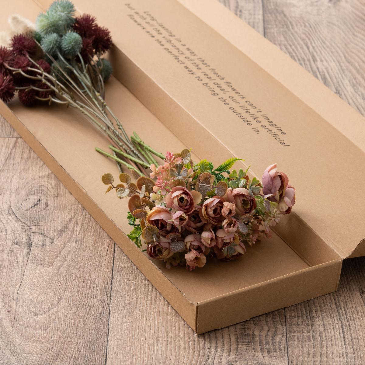 Lagarus Chestnut and Ranunculus Letterbox Bouquet Pink – image 4