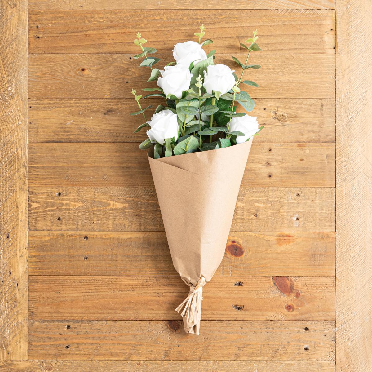 Florals Forever Roses and Eucalyptus Bouquet White – image 2