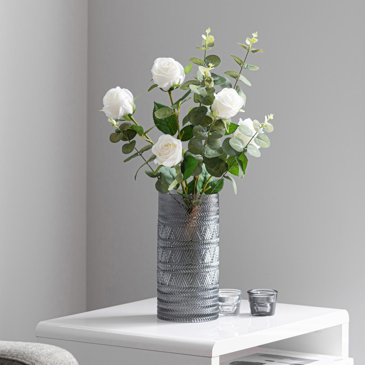 Florals Forever Roses and Eucalyptus Bouquet White – image 3