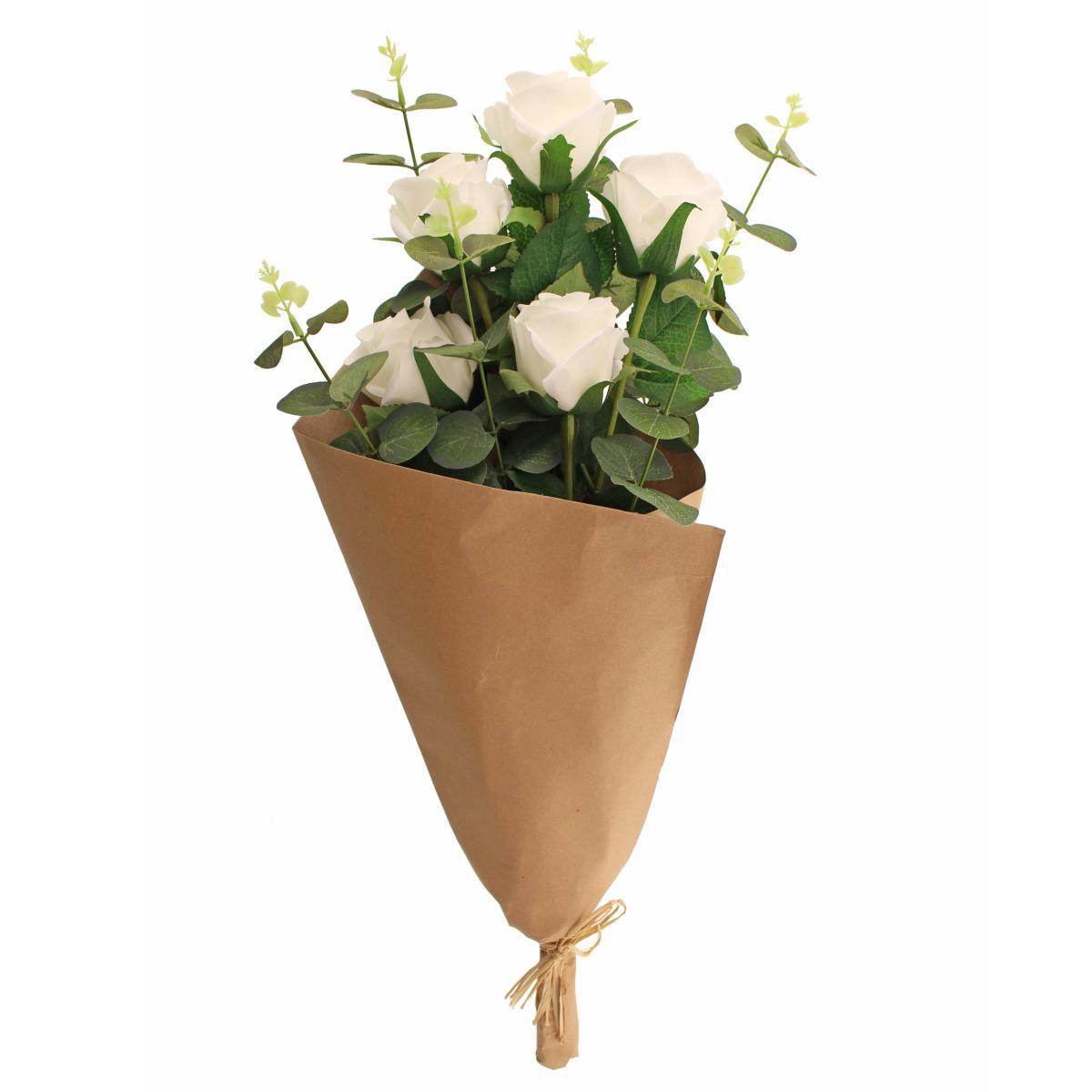 Florals Forever Roses and Eucalyptus Bouquet White – image 4