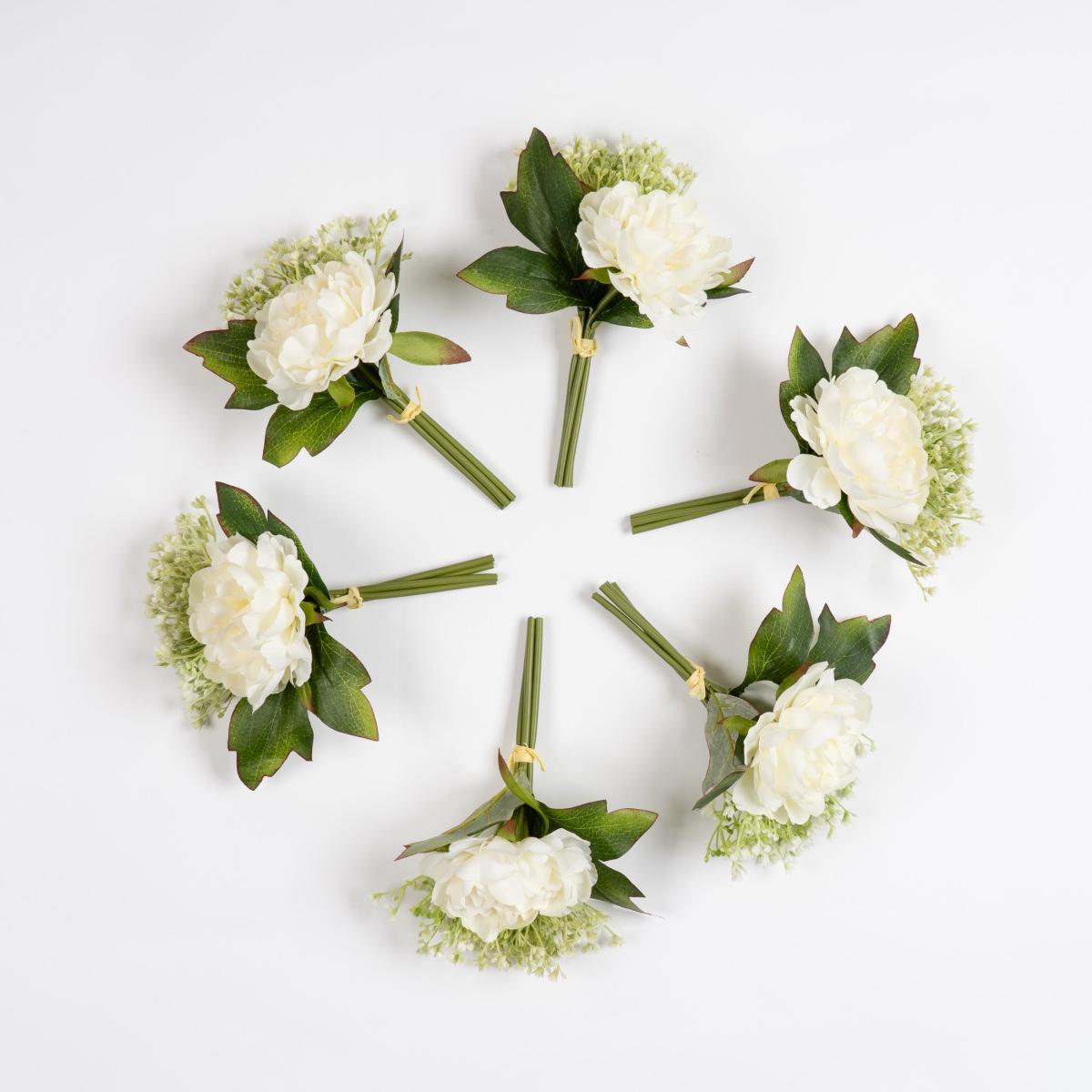 Set of 6 Artificial Peony & Gypsophila Posies – image 3