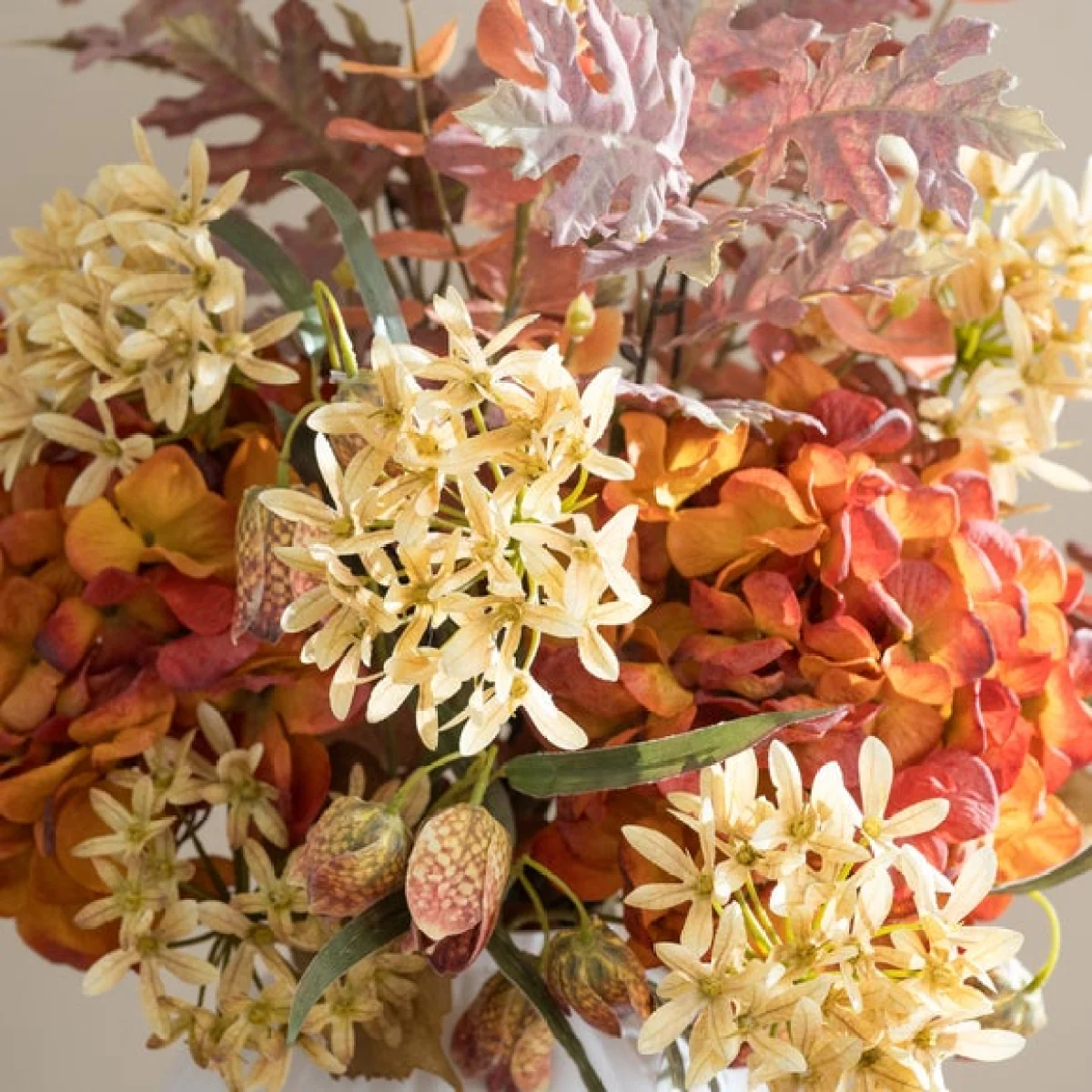 Artificial Dried Look Mixed Orange Autumn Bouquet – image 3