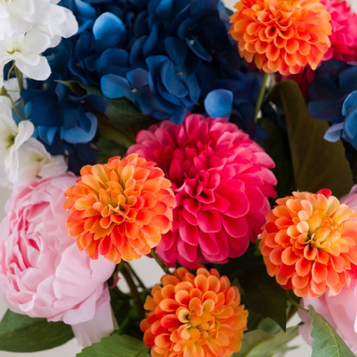 Artificial Luella Blue Hydrangea & Ball Dahlia Bouquet – image 5
