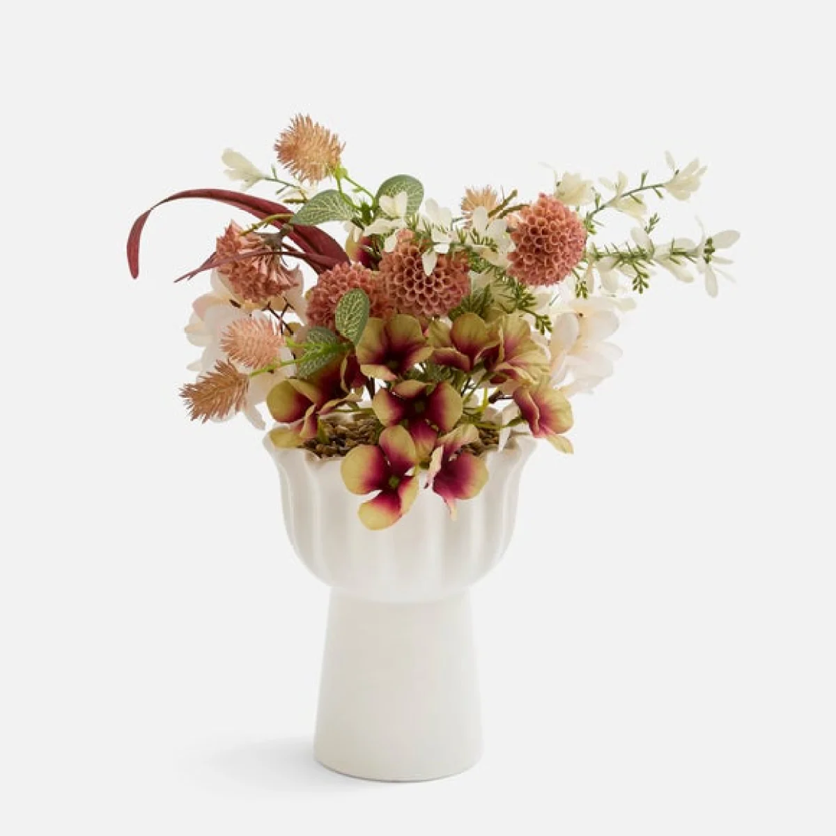Artificial Floral in Frilled Edged Ceramic Vase – image 3