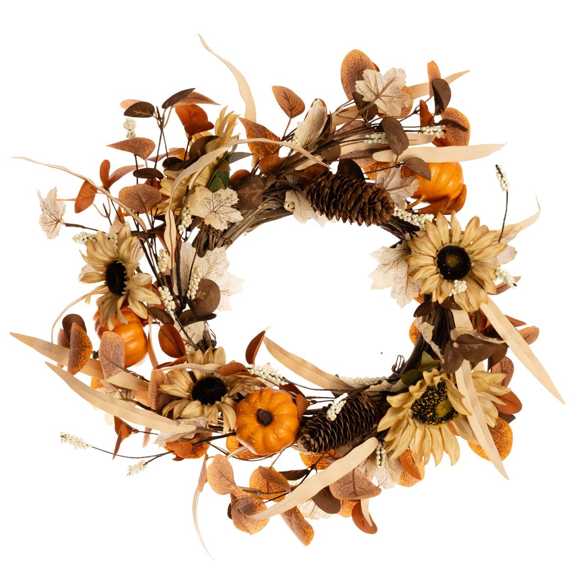 Artificial Sunflower Pumpkin Wreath MultiColoured – image 3