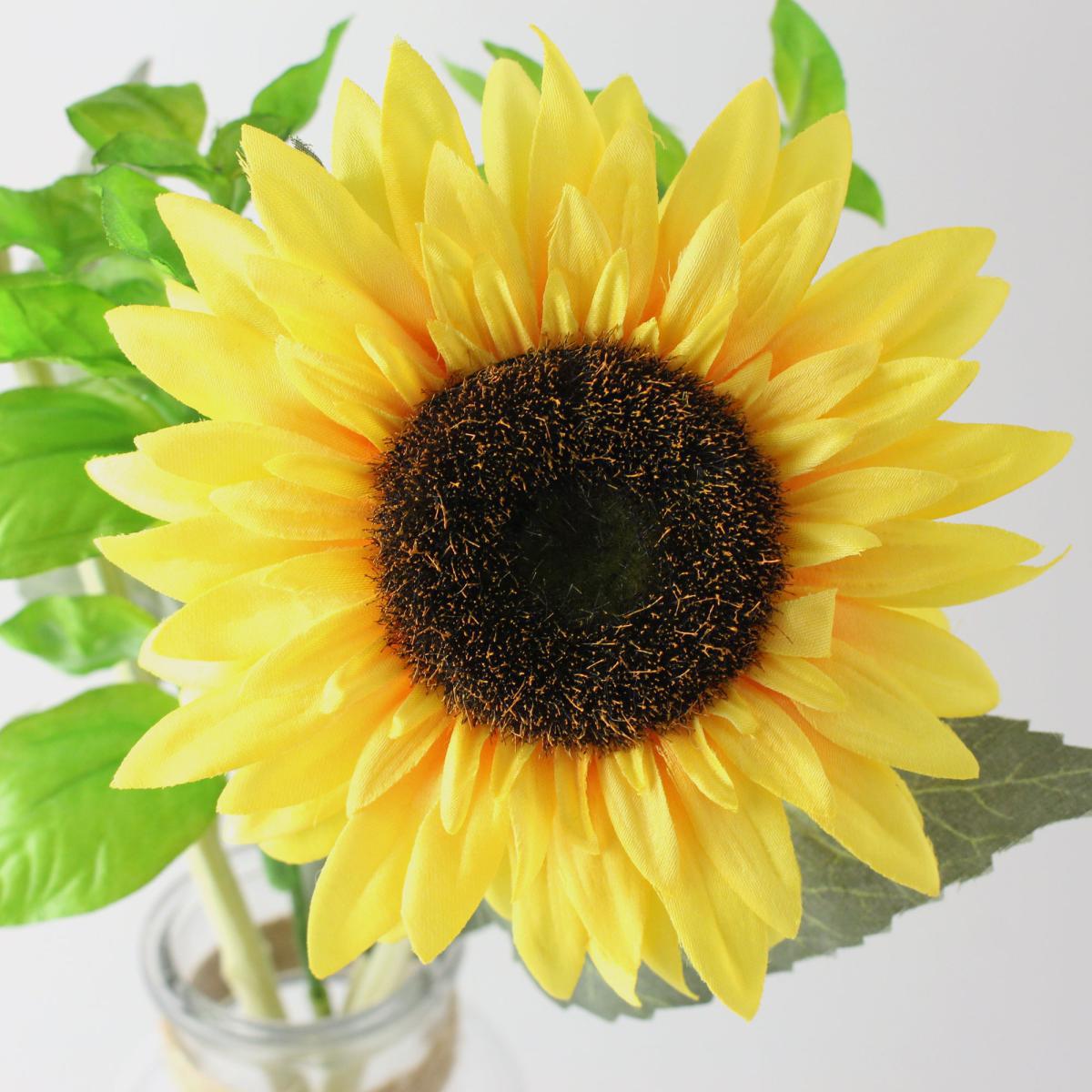 Artificial Sunflowers Yellow Clear Vase 40cm Yellow – image 2
