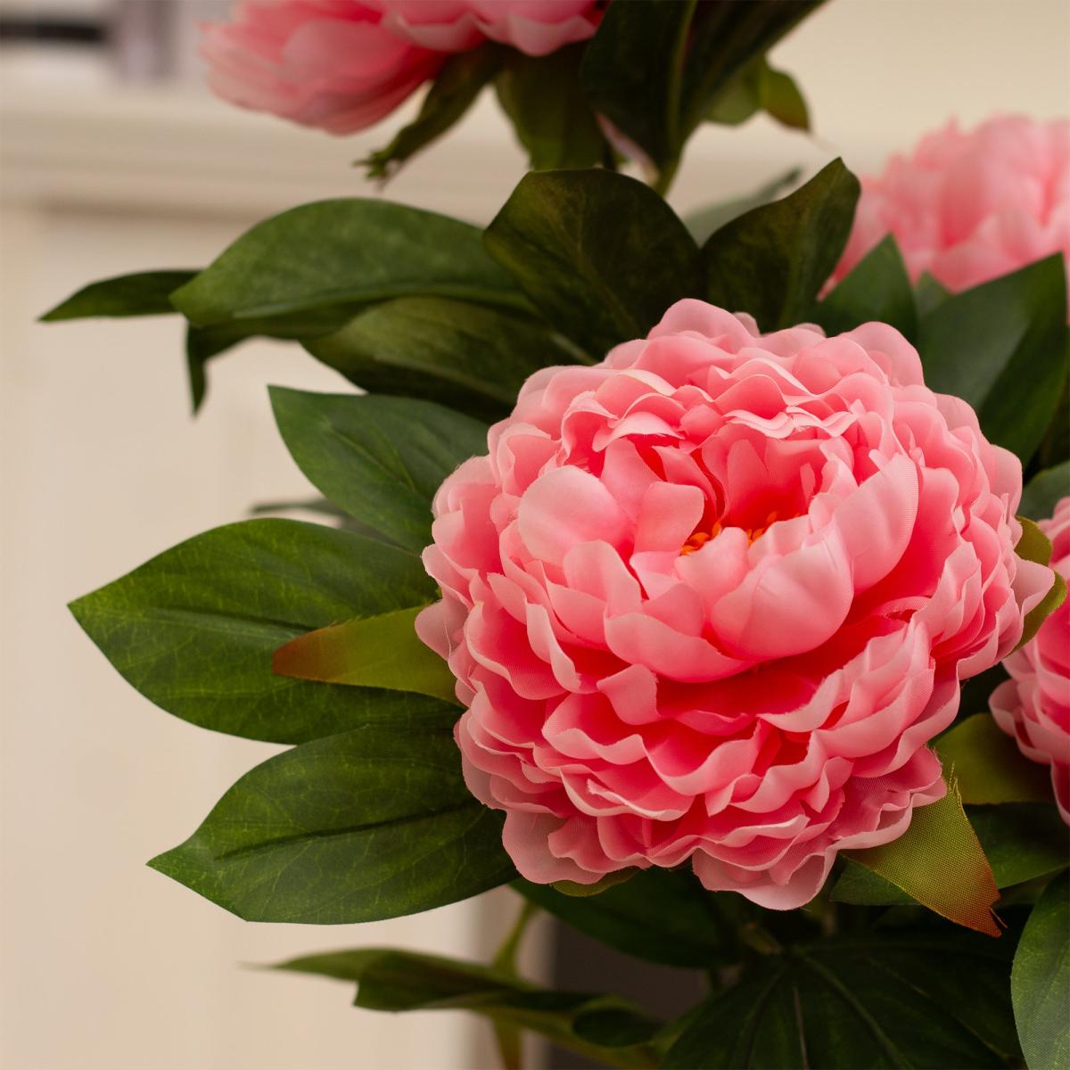 Artificial Pink Peony Plant in Black Plant Pot Pink – image 2