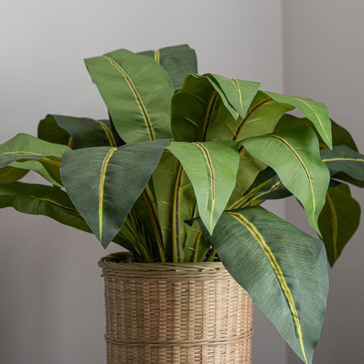 Tropical Leaf in Bamboo Basket Natural – image 2