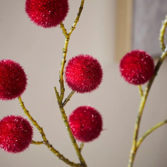 Artificial Burgundy Pom Pom Stem – image 2