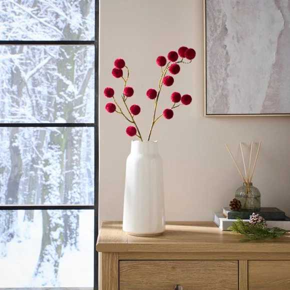 Artificial Burgundy Pom Pom Stem – image 1