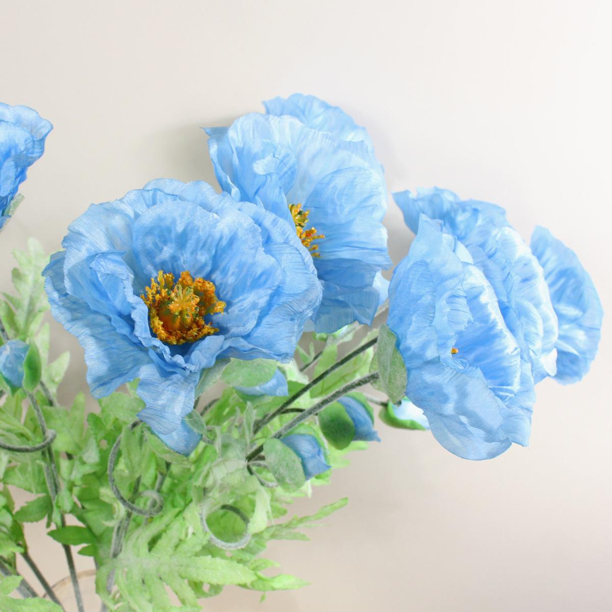 Pack of 12 Artificial Icelandic Blue Poppy Belle 70cm Blue – image 2