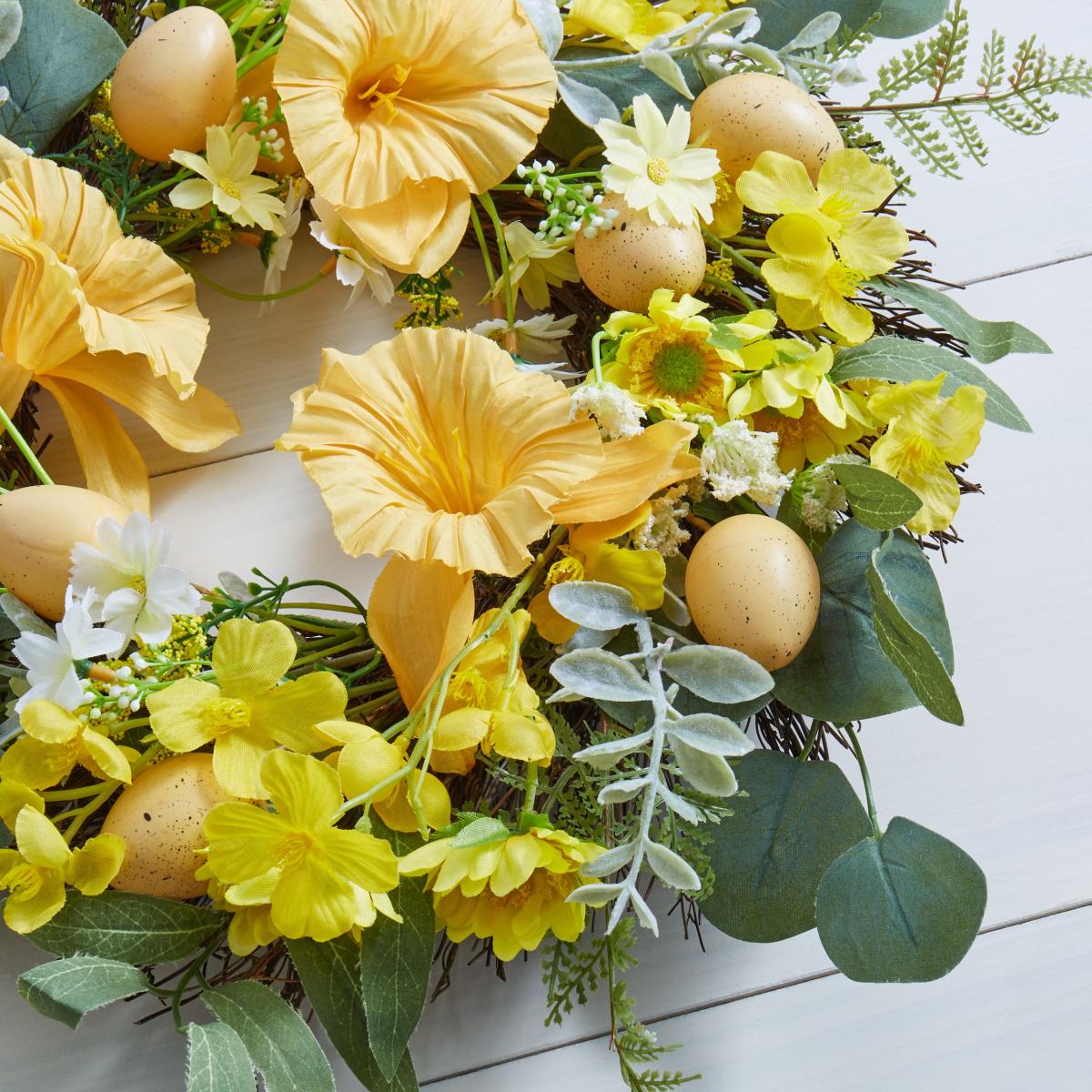 Artificial Yellow Daffodil Floral Wreath Yellow – image 2