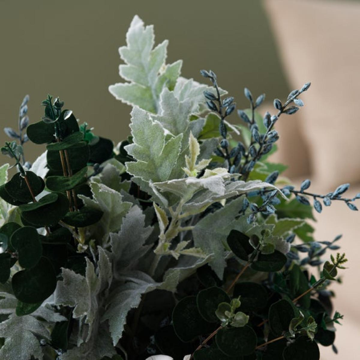 Artificial White Hydrangea & Deep Foliage Bouquet – image 3