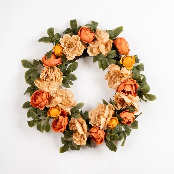 Artificial Autumnal Flower Wreath – image 2