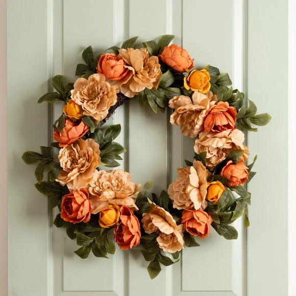 Artificial Autumnal Flower Wreath – image 1