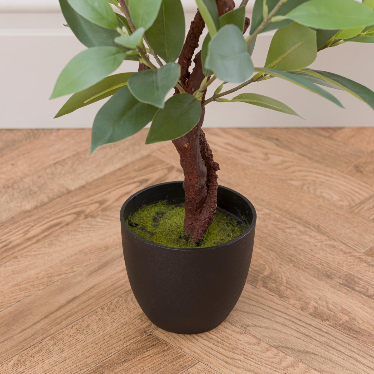Artificial Sweet Bay Magnolia in Black Plastic Plant Pot Green – image 3