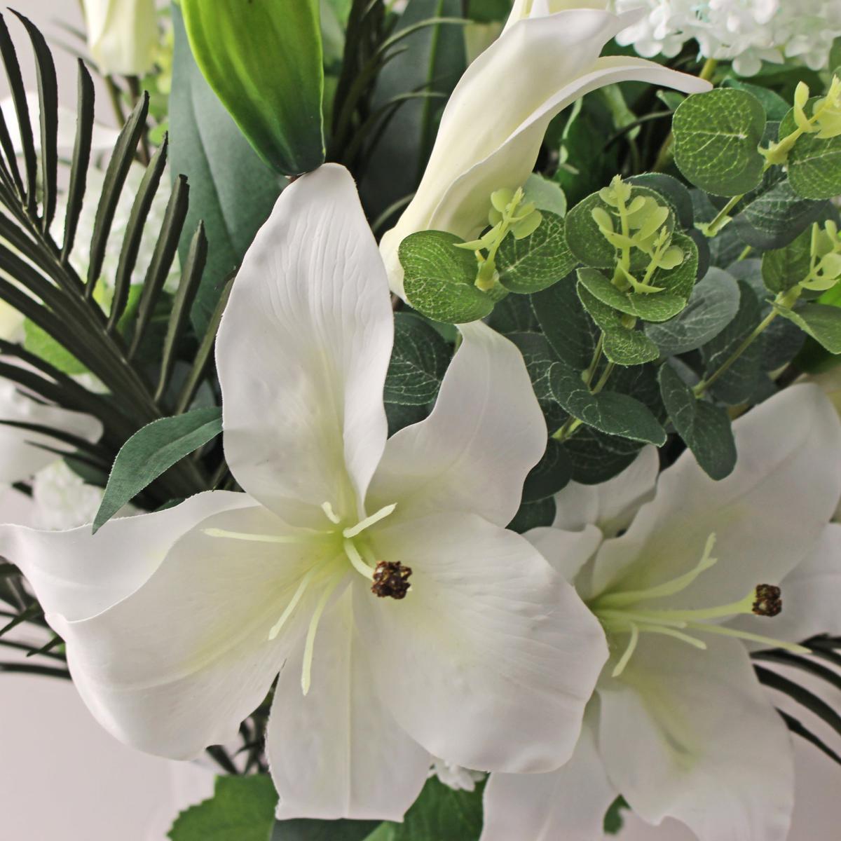 White Orchid in Silver Glass Pot 34cm White – image 2