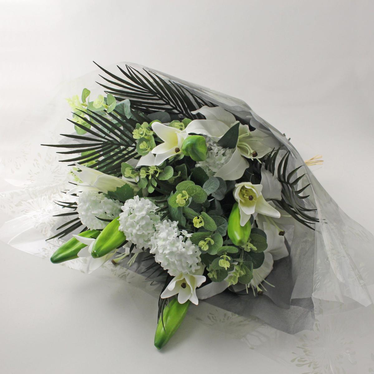 White Orchid in Silver Glass Pot 34cm White – image 3
