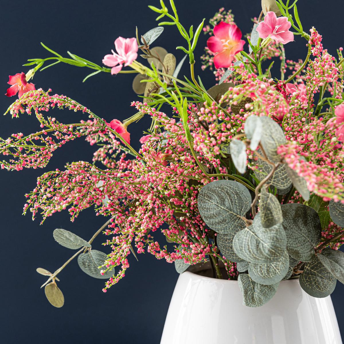 Blossom and Eucalyptus in Ceramic Pot Pink – image 2