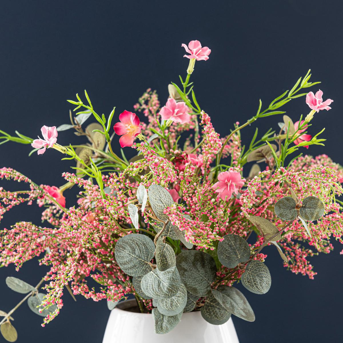 Blossom and Eucalyptus in Ceramic Pot Pink – image 4