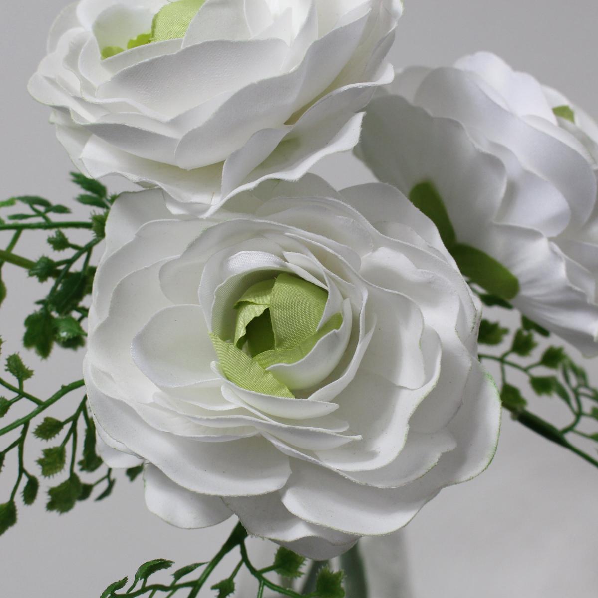 Artificial Ranunculus in Vase 30cm White – image 2