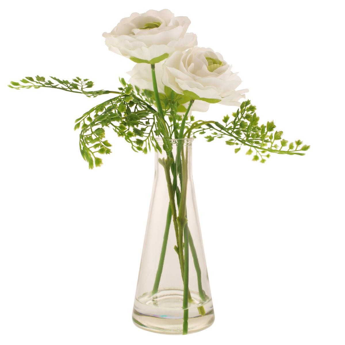 Artificial Ranunculus in Vase 30cm White – image 3