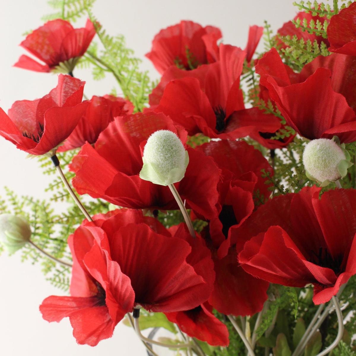 Florals Forever Eleanor Poppy Luxury Bouquet Red 58cm Red, Green and Clear – image 2