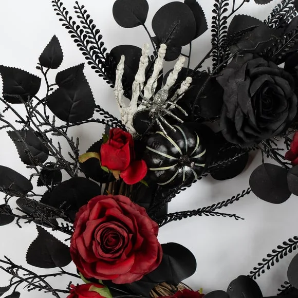 Black and Red Artificial Rose Wreath – image 2