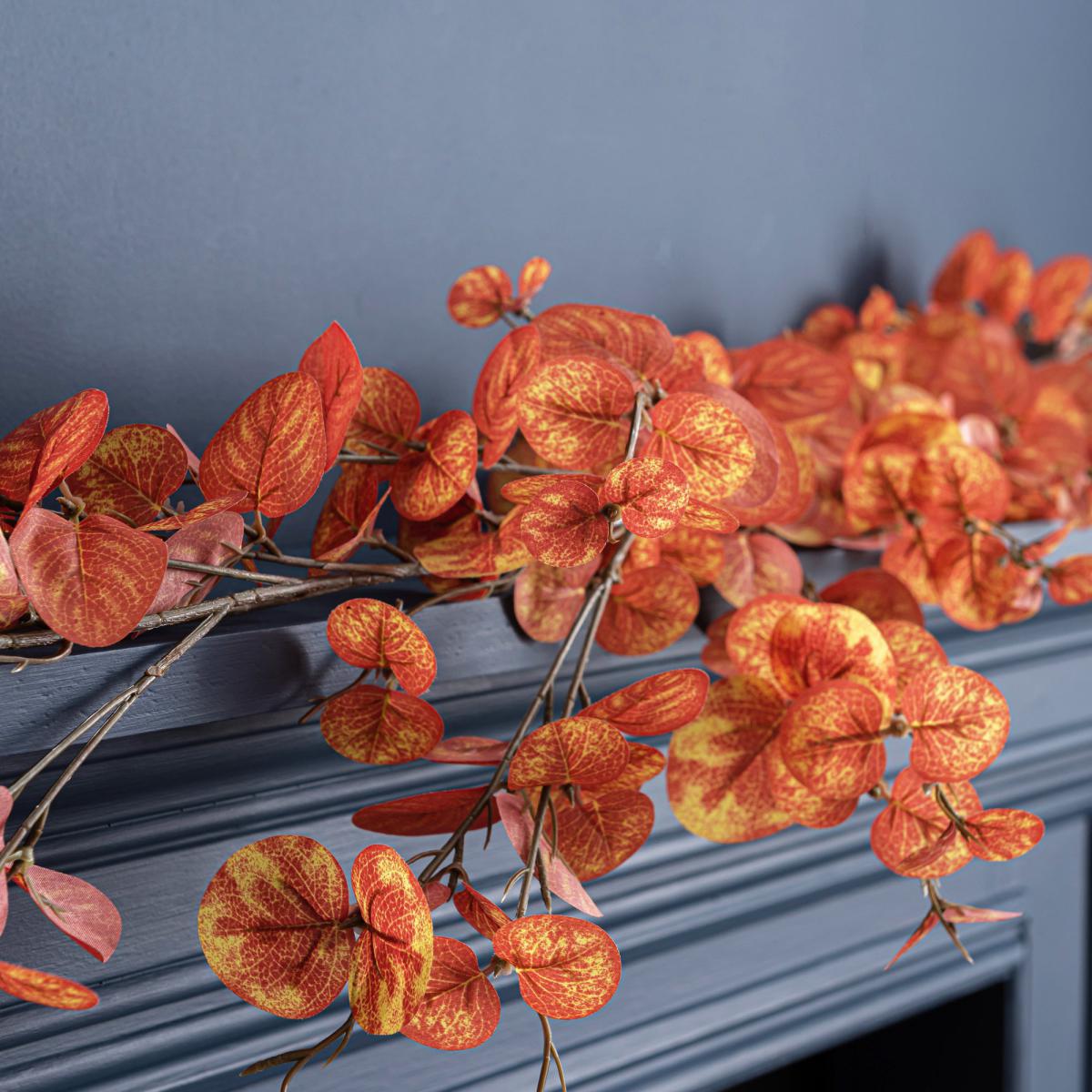 Autumn Orange Eucalyptus Garland 160cm Orange – image 2