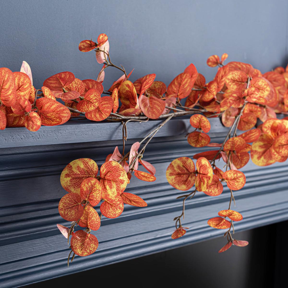 Autumn Orange Eucalyptus Garland 160cm Orange – image 3
