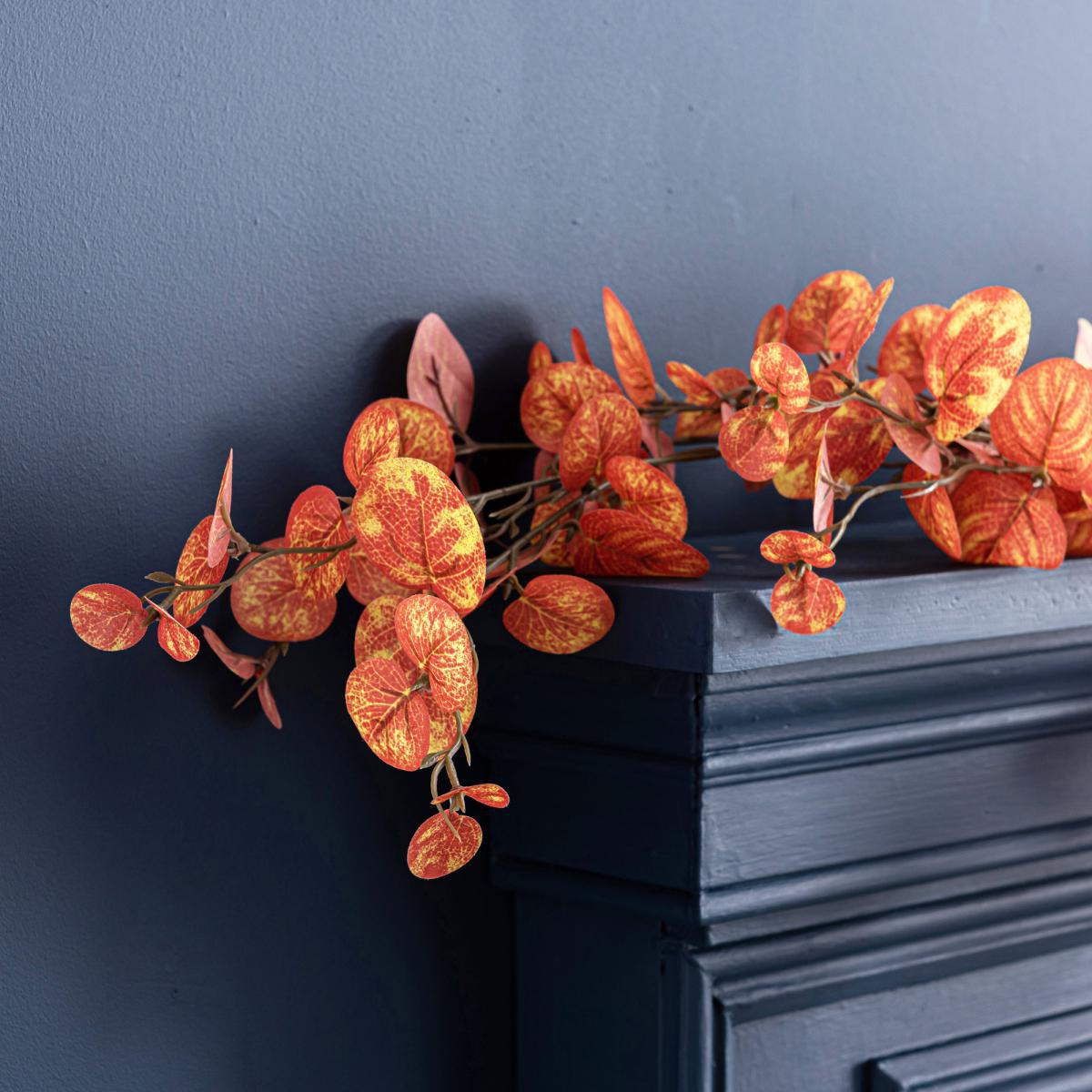 Autumn Orange Eucalyptus Garland 160cm Orange – image 4