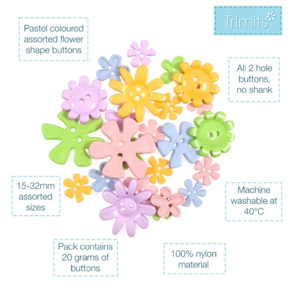 Trimits Pack of 20 Flower Buttons – image 2