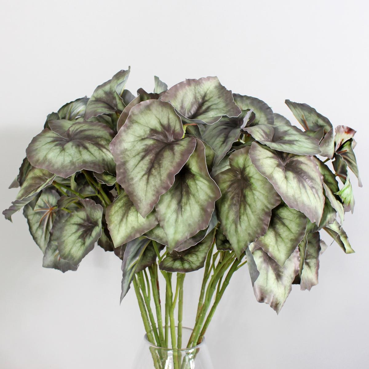 Pack of 12 Artificial Begonia Leaf Sprays Green – image 2